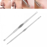 2PC Spuogų Comedone Acne Extractor įrankių rinkinys sidabras