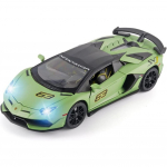 1/24 Sportinis automobilis Lambo SVJ 63 Metalinis lieto metalo automobilio žaislas, Modelinis automobilis su nuimamu stogu su garsu, &scaron;viesa ir atitraukimo mechanizmu vaikams nuo 3 metų 1/24-Size:21.5*9.8*5cm žalia