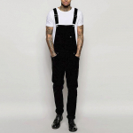 Vyri&scaron;kos džinsų plovimo kombinezonas Streetwear Pocket Suspender Pants Kelnės L juoda