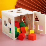 Montessori 15 skylių lavinimo dėžė Geometrinės formos 3D dėlionė Ankstyvasis ugdymas Trimatės medinės porinės statybinės kaladėlės
