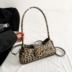 Prancūzi&scaron;ko stiliaus rankinė po pažastimi moterims Ruda Juoda Leopardinė Rankinė Sankabos Krep&scaron;ys Moteri&scaron;kos Vintažinės Odinės Crossbody Krep&scaron;iai Universalus (20cm<Max Length<30cm) black