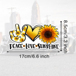 DS30 # 17x8,5 cm 1vnt automobilio lipdukas, Peace Love Sunshine Sunflower vasaros vinilo lipdukas, 17x8.5cm