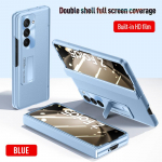 &bdquo;Samsung Galaxy Z Fold 6 5 4 Fold 5&ldquo; priekinio ekrano laikiklis su apsaugine plėvele, smūgiams atspariu, madingu vyriu, odos pojūčio dangteliu. For Samsung Z Fold 5 &scaron;viesiai mėlyna spalva