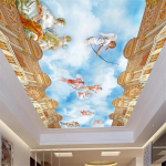Modernūs 3D lubų tapetai, angelo dangaus lubų sienų freska svetainei, miegamajam, televizoriaus fonui, sienų tapetai 200 cm(W) x 140 cm(H)