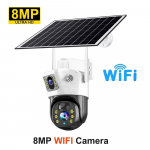 4K 8MP saulės kamera 4G SIM kortelė Wifi / 4G dviejų objektyvų stebėjimas lauko 360 bevielis naktinis matymas CCTV saugumo apsaugos IP kameros Wifi Camera
