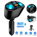 PD20W automobilinis įkroviklis Dvigubas QC 3.0 USB maitinimo adapteris 12V automobilinis greitas įkroviklis LCD ekranas įtampos monitoriaus skirstytuvas maitinimo adapteris juoda