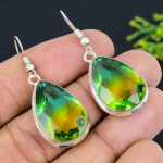 Bi-Color Tourmaline Gemstone 925 Sterling Silver Jewelry Earring 1.85 d6p67
