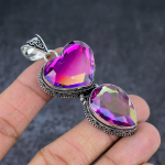 Bi-Color Tourmaline Gemstone 925 Sterling Silver Gift Pendant 2.68 v9y44