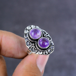 Natural Sage Amethyst Gemstone Handmade 925 Sterling Silver Ring Size 9 g7u71