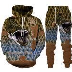 Vyri&scaron;ki gyvūnų e&scaron;erių karpių žvejyba 3D spausdinimas mados Fisher sportinis kostiumas unisex džemperis bėgimo kelnės 2 vnt Lauko drabužių rinkinys S-6XL M