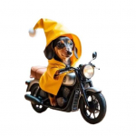 Motociklo &Scaron;uo Akrilo kabantis papuo&scaron;imas Namų Kalėdų eglutė automobilio galinio vaizdo veidrodėlis 2D plok&scaron;čias geltonas gobtuvas jojimo &scaron;uniuko pakabinamas ornamentas Dog