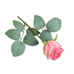 Dirbtinės rožės žiedo &scaron;akelė su stiebo nudegintais kra&scaron;tais žaliais lapais tikrovi&scaron;ki daugkartiniai, nenuvytantys namų vestuvių vakarėliai Dirbtinės gėlės Suaugusiųjų sekso drabužiai kar&scaron;ta rožinė spalva