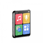Mini ne&scaron;iojamasis &bdquo;Bluetooth&ldquo; jutiklinis MP3 grotuvas &bdquo;Walkman&ldquo; muzikos grotuvai, įmontuoti garsiakalbiai su el. knyga / FM radijas / įra&scaron;omas MP4 grotuvas juoda