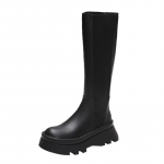 Mada Moteri&scaron;ki Auk&scaron;ti Batai 2024 Pavasaris Ruduo Madingi Platforminiai Iki Blauzdos PU Odos Užtraukiami Goti&scaron;ki Ilgaauliai Batai Juodi Moteri&scaron;ki Batai 40 juoda