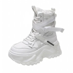 Madingi moteri&scaron;ki batai su platforma, prabangūs dizainerių batai moterims, su kryžiumi, rai&scaron;teliais, masyvūs batai, kvėpuojantys, patogūs, ankle boots, Botas De Mujer 34 balta