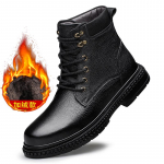 Auk&scaron;tos kokybės vyri&scaron;ki vir&scaron;utinio sluoksnio karvės odos darbo batai Prekės ženklo klasikiniai suvarstomi auk&scaron;takulniai batai Storu padu Padidinti neslystantys batai 46