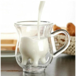 Creative Cow dvigubo sluoksnio stiklo grietinėlės puodelis 250 ml Puikus pieno ąsotis Sulčių arbatos kavos puodelis Skaidraus stiklo puodelio pieno putos ąsotis 1PCS