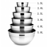 6 vnt. nerūdijančio plieno dubenėlių rinkinys, 1,5&ndash;5 l talpos, sudedamas mai&scaron;ymo dubuo, virtuvės maisto ruo&scaron;imo salotų dubenėlis, daržovių laikymo indas