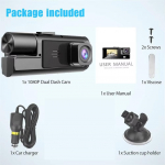 1080P Car Dash Cam 3 kameros priekinės kabinos ir galinis vairavimo įra&scaron;ymo įrenginys 3 kanalų DVR kamera su kilpos įra&scaron;ymo G jutikliu, juodos dėžės automobilio priedai 2 Lens