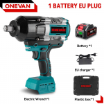 Brushless 3100N.M elektrinis smūginis veržliaraktis, 3 pavarų belaidis elektrinis sukimo momento raktas Atsuktuvas Elektriniai įrankiai, skirti Makita 18V akumuliatoriui 1 Battery EU Plug