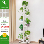 Nordic Light Prabangus kelių sluoksnių metalinis augalų stovas balkonui ir svetainei 8 layers, 9 pots balta