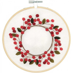 Kit broderie couronne d'&eacute;glantier &Oslash; 15 cm raudona