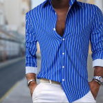 Vyri&scaron;ki minimaliai dryžuoti dizaino mar&scaron;kiniai su spauda ilgomis rankovėmis Kasdieniai megztiniai Nauji sagomis &scaron;ventiniai madingi mar&scaron;kiniai 2XL