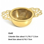 Dvisluok&scaron;tis smulkaus tinklelio arbatos sietelis Nerūdijančio plieno filtras Sietas Arbatos reikmenys Nėriniuotas arbatos nutekintuvas Naudingi arbatos plikytuvai Virtuvės aksesuarai auksas