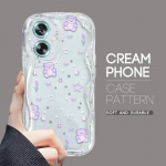 Mielas animacinių filmų ra&scaron;tų kreminės tekstūros korpusas, banguotas kra&scaron;tas, mink&scaron;tas silikoninis telefono dėklas, skirtas OPPO Reno Realme OPPO A80 skaidri