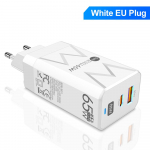 65W GaN PD įkroviklis Greitasis įkrovimas QC3.0 USB Type C įkroviklis iPhone 16 15 14 13 12 11 Xiaomi telefono įkroviklis iPad plan&scaron;etinio kompiuterio greitasis įkroviklis EU Plug balta
