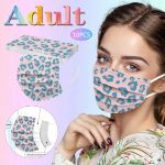 10 vnt. Suaugusiųjų trijų sluoksnių vienkartinių apsauginių nuo dulkių leopardų ra&scaron;to kaukių