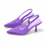 Didelio dydžio basutės stiletto kulnu uždaru priekiu ir atviromis kulno juostelėmis, sekliu smailiu priekiu, europieti&scaron;ko ir amerikieti&scaron;ko stiliaus 37 violetinė