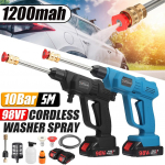 98VF belaidė automobilių plovimo ma&scaron;ina, pur&scaron;kiama vandens pistoletu, automobilių plovimo ma&scaron;ina, skirta Makita 18 V auk&scaron;to slėgio su 1200 mAh baterija black