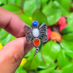 Rainbow Moonstone, Carnelian 925 Sterling Silver Gift Ring Size 7 o8q77