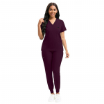 Stretch Scrubs Moterų rinkinys Slaugos uniformos Klinikinių &scaron;veitimų rinkinys Slaugytoja Dulkėms atsparus Darbo Drabužiai Medicininiai &scaron;veitikliai Top+ Jogger Pants L