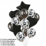 14 vnt / rinkinys 18 colių &scaron;irdies žvaigždės folijos balionai 12 colių latekso konfeti helio oro balionas daugiaspalvis gimtadienio vakarėlis juoda