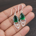 Smaragdiniai 925 prabos sidabro auskarai, rankų darbo auskarai su brangakmeniais, dovanos žmonai, visi&scaron;kai nauji auskarai 1.90 Inches žalia