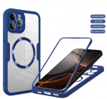 Magsafe 360&deg; pilnai dengiantis telefono dėklas iPhone 16 15 13 11 14 12 Pro Max 16 15 Plus Funda belaidžiam įkrovimui atsparus smūgiams dėklas For iPhone 16 ProMax tamsiai mėlyna spalva