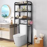 Daugiafunkcinis vonios kambario pastatomas daiktų laikymo stovas vir&scaron; tualeto, skalbimo priemonėms ir kt. White 2-Layer Flip-Lid Toilet Rack