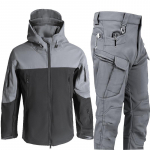 &Scaron;iltas ryklio odos striukės kostiumas vyri&scaron;kas rudens žiemos neper&scaron;lampamas tankinantis mink&scaron;tas apvalkalas kostiumas plius Velvet Cargo Pants 2 dalių rinkinys XXXL