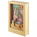 Cadre d&eacute;coratif en bois &agrave; motif 3D - 20 x 30 x 6,7 cm - Flamant smėlis