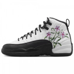 Air Jordan 12 Retro GS Gėlių vaiki&scaron;ki sportbačiai Balti Ry&scaron;kiai žali Levandų migla DR6956-100 37.5