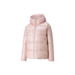 Puma &bdquo;Sports Lifestyle&ldquo; serijos logotipas Spausdinti Blizganti raidžių striukė su gobtuvu Moteri&scaron;ki vir&scaron;utiniai drabužiai &bdquo;Lotus-Pink&ldquo; 846360-36 S