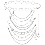 6 vnt. pankroko džinsų kelnių grandinėlė, kelnių grandinėlė, &scaron;irdelė, drugelis, ki&scaron;enė, juosmens grandinėlė