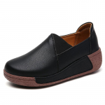 Moteri&scaron;kos Moteri&scaron;kos Natūralios Odinės Batai Platforma Plok&scaron;čias Loafers Slip On Korean Plus Size 41 42 Vulkanizuoti batai 41 ruda/juoda