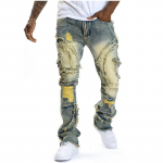 RogueWave Vyri&scaron;ki Plė&scaron;yti Stivuoti Džinsai Nudėvėti Slim Fit Siauri Tiesaus I&scaron;pjovimo Džinsai Madingi Hip Hop Džinsiniai Kelnės Laisvalaikio Gatvės Apranga S