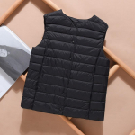 Itin lengvos pūkinės moteri&scaron;kos liemenės su viena krūtine be rankovių moteri&scaron;ka ančių pūkinė liemenė su plunksnomis pamink&scaron;tinta &scaron;ilta striukė XL juoda