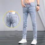 Rudens ir žiemos &scaron;viesiai mėlyni džinsai Vyri&scaron;ki mados prekės ženklo Slim Fit tamprios pėdų kelnės Madingos, tinkamos ilgos 34