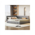 Sofa-lova - MUVOE - 160x200 - &Scaron;velnus pilkas veliūras - Klasikinis dizainas - Daugiafunkcinė pilka