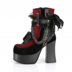 Madingi moteri&scaron;ki ankle boots su kaspinėliu, goti&scaron;ki, vintažiniai, su apvaliu nosies galiuku, kvadratiniu kulnu, platforma, plok&scaron;čiapadžiai, punk, moteri&scaron;ki vakarėlio batai 35